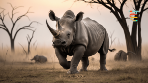 Rhinoceros in fear Photo by ai